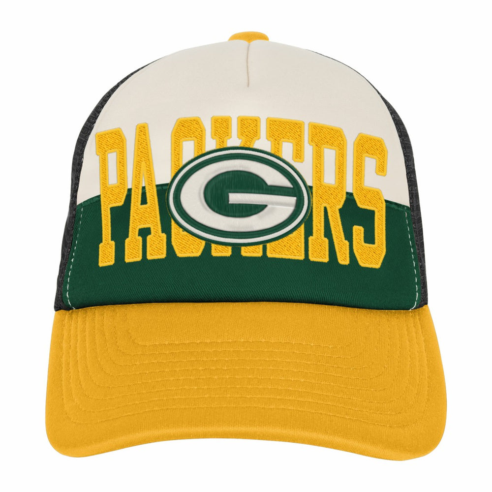 Green Bay Packers Youth Modern Fan Trucker Adjustable Hat White/Gold - NFL