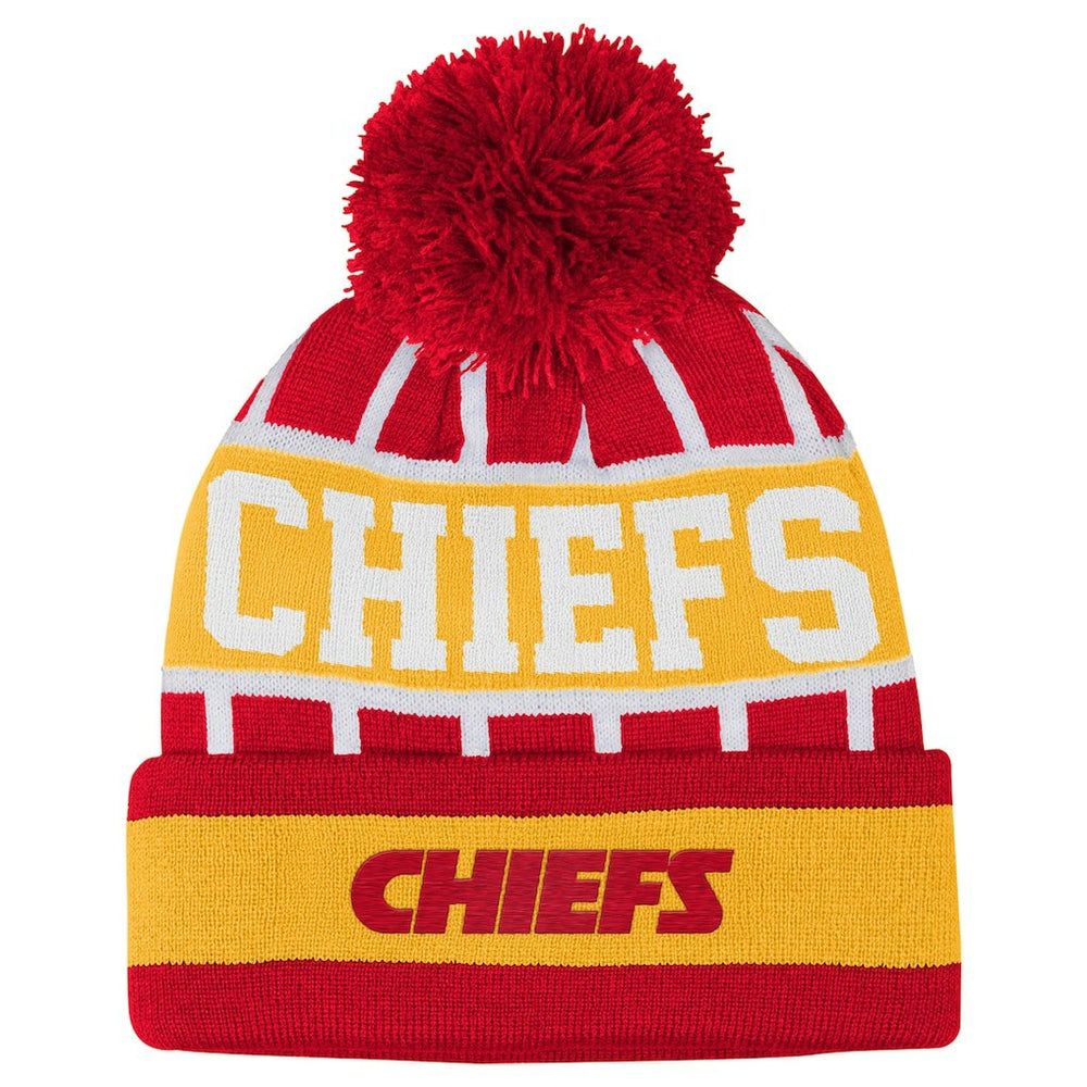 Kansas City Chiefs Outerstuff Youth Go Fast Cuffed Knit Hat with Pom Red - NFL