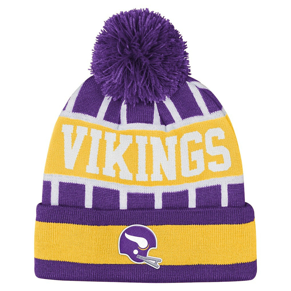 Minnesota Vikings Outerstuff Youth Go Fast Cuffed Knit Hat with Pom Purple - NFL