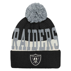 Las Vegas Raiders Outerstuff Youth Modern Fan Cuffed Knit Hat with Pom Black - NFL