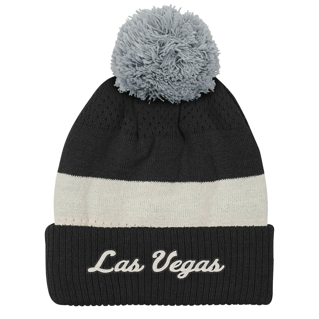 Las Vegas Raiders Outerstuff Youth Modern Fan Cuffed Knit Hat with Pom Black - NFL
