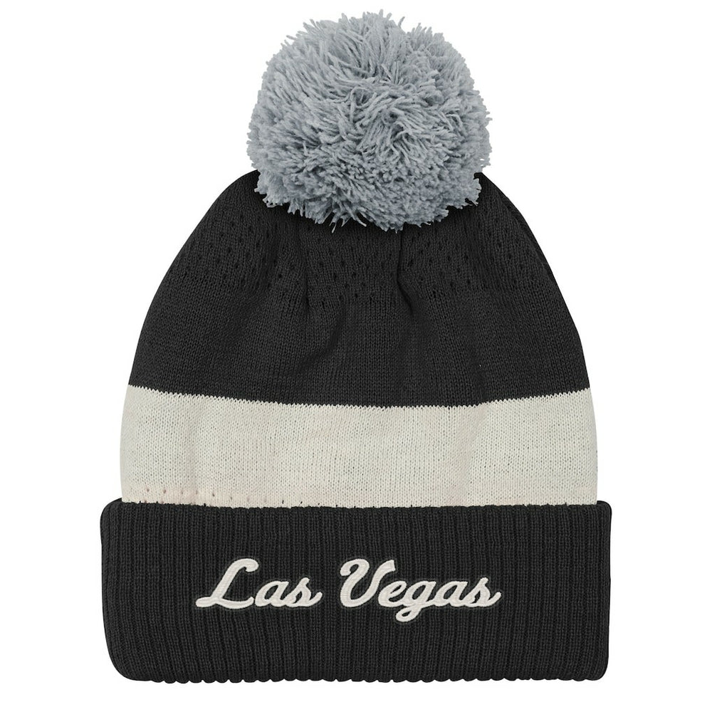 Las Vegas Raiders Outerstuff Youth Modern Fan Cuffed Knit Hat with Pom Black - NFL