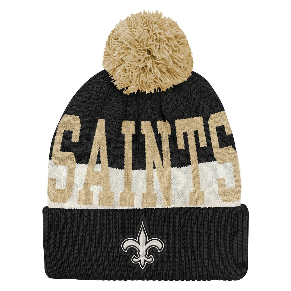 New Orleans Saints Outerstuff Youth Modern Fan Cuffed Knit Hat with Pom Black - NFL