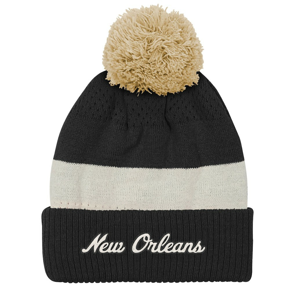 New Orleans Saints Outerstuff Youth Modern Fan Cuffed Knit Hat with Pom Black - NFL