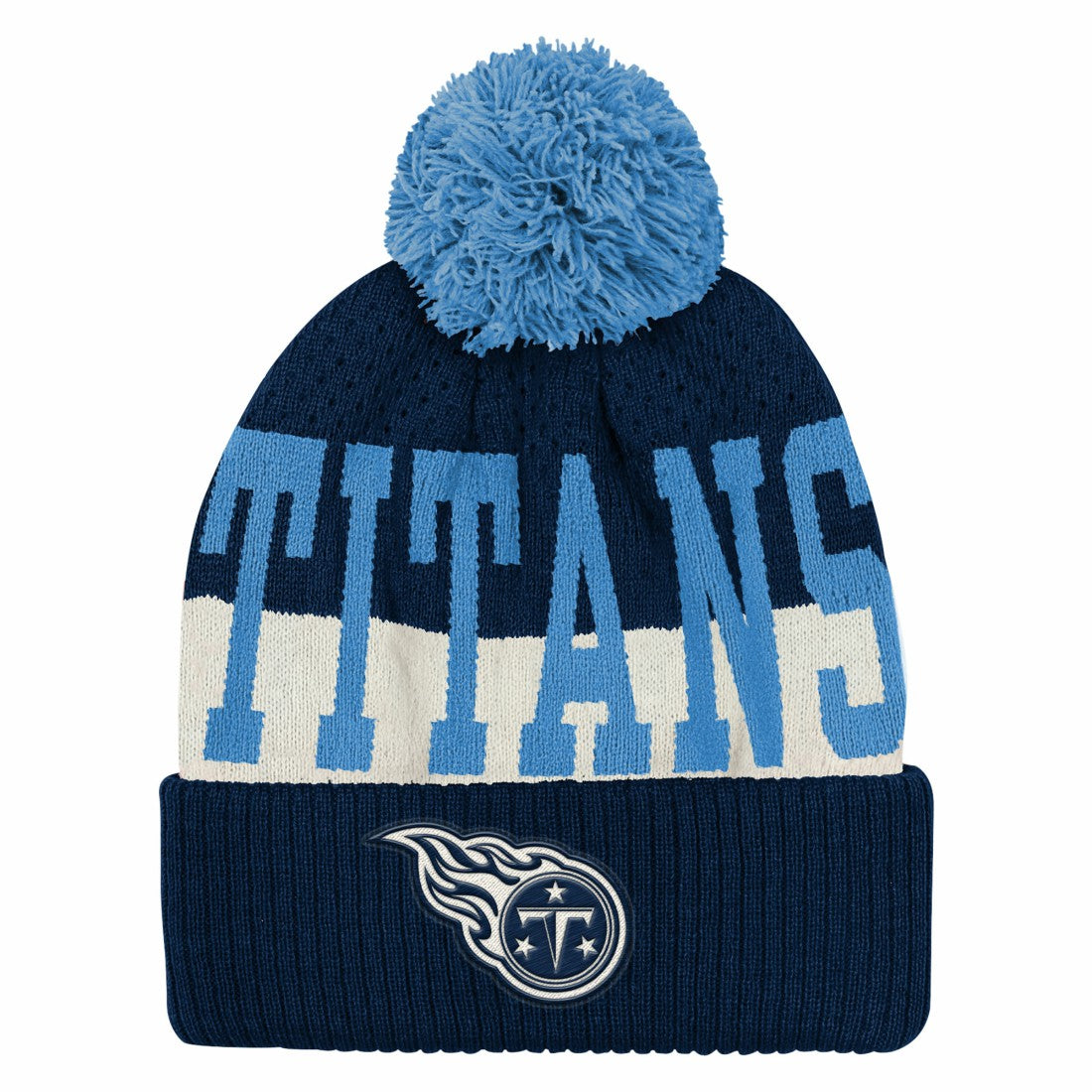 Tennessee Titans Outerstuff Youth Modern Fan Cuffed Knit Hat with Pom Navy - NFL