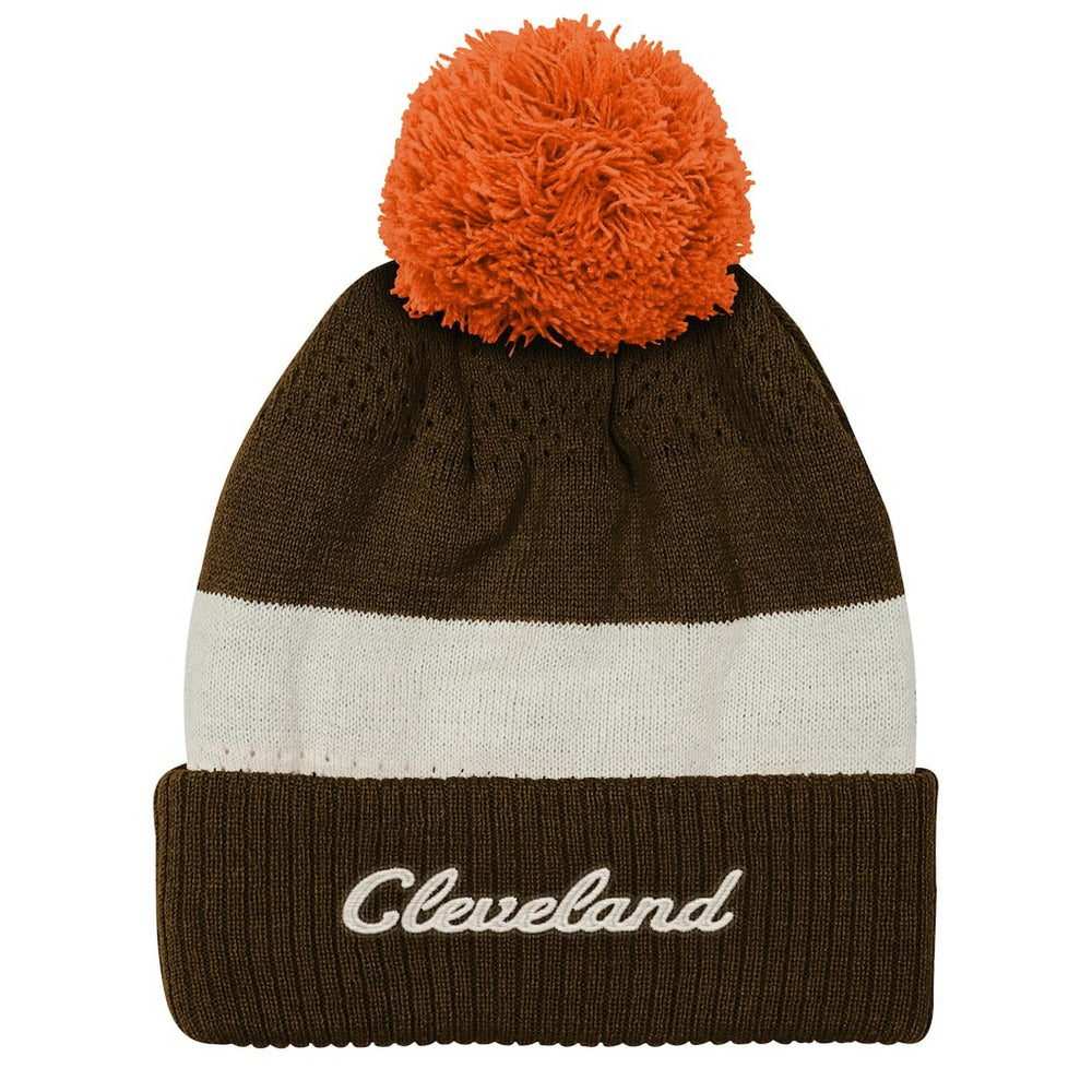 Cleveland Browns Outerstuff Youth Modern Fan Cuffed Knit Hat with Pom Brown - NFL