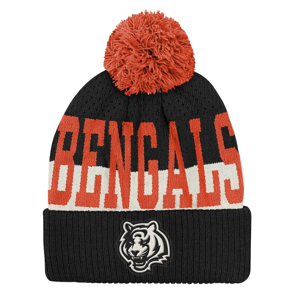 Cincinnati Bengals Outerstuff Youth Modern Fan Cuffed Knit Hat with Pom Black - NFL