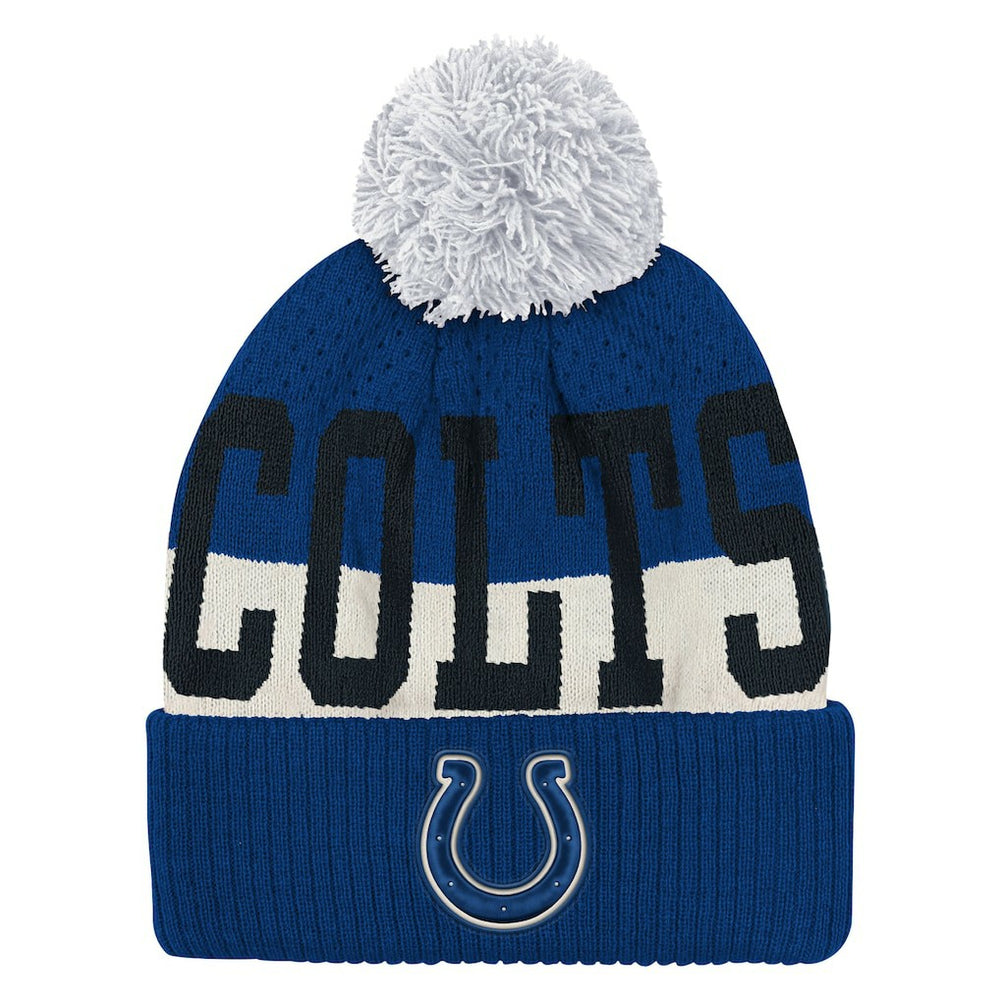 Indianapolis Colts Outerstuff Youth Modern Fan Cuffed Knit Hat with Pom Royal - NFL