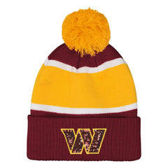 Washington Commanders Outerstuff Girls Let's Play Cuffed Knit Hat with Pom Burgundy - NFL