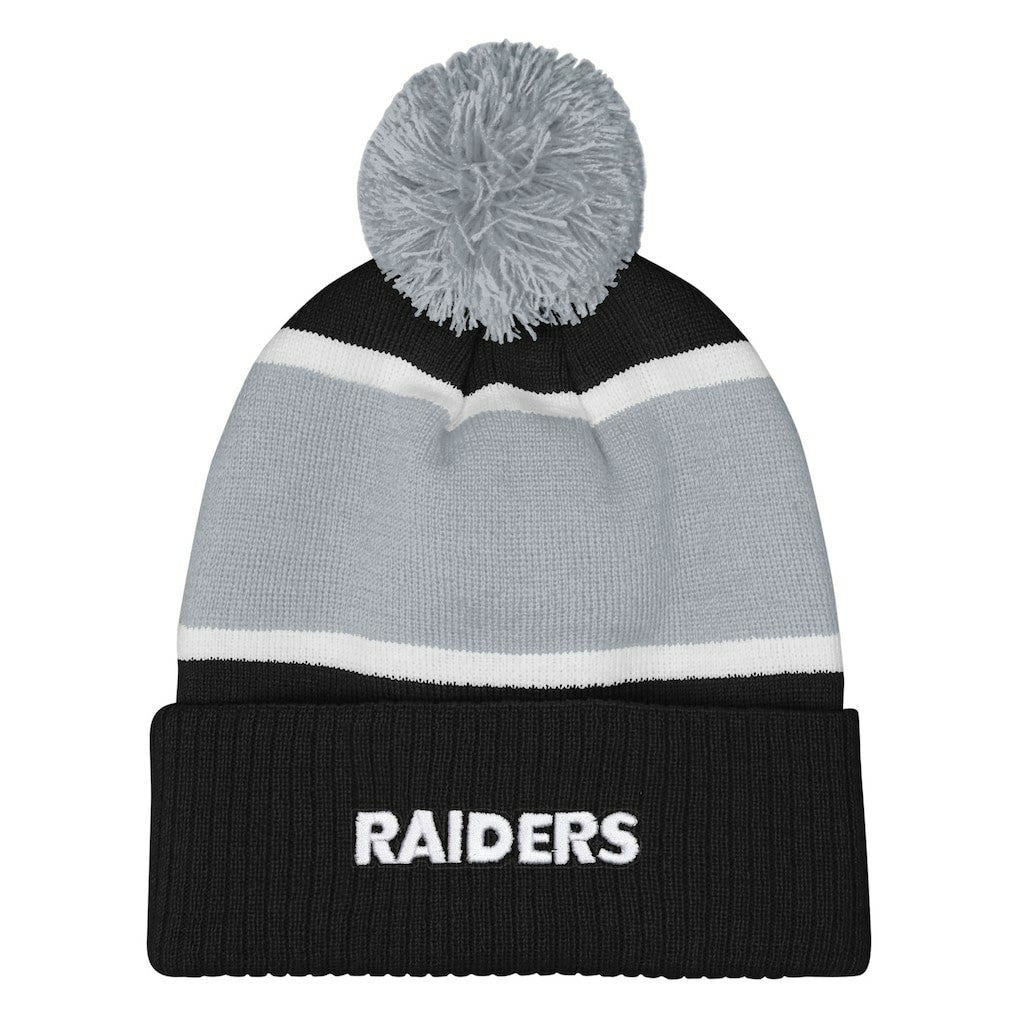 Las Vegas Raiders Outerstuff Girls Let's Play Cuffed Knit Hat with Pom Black - NFL