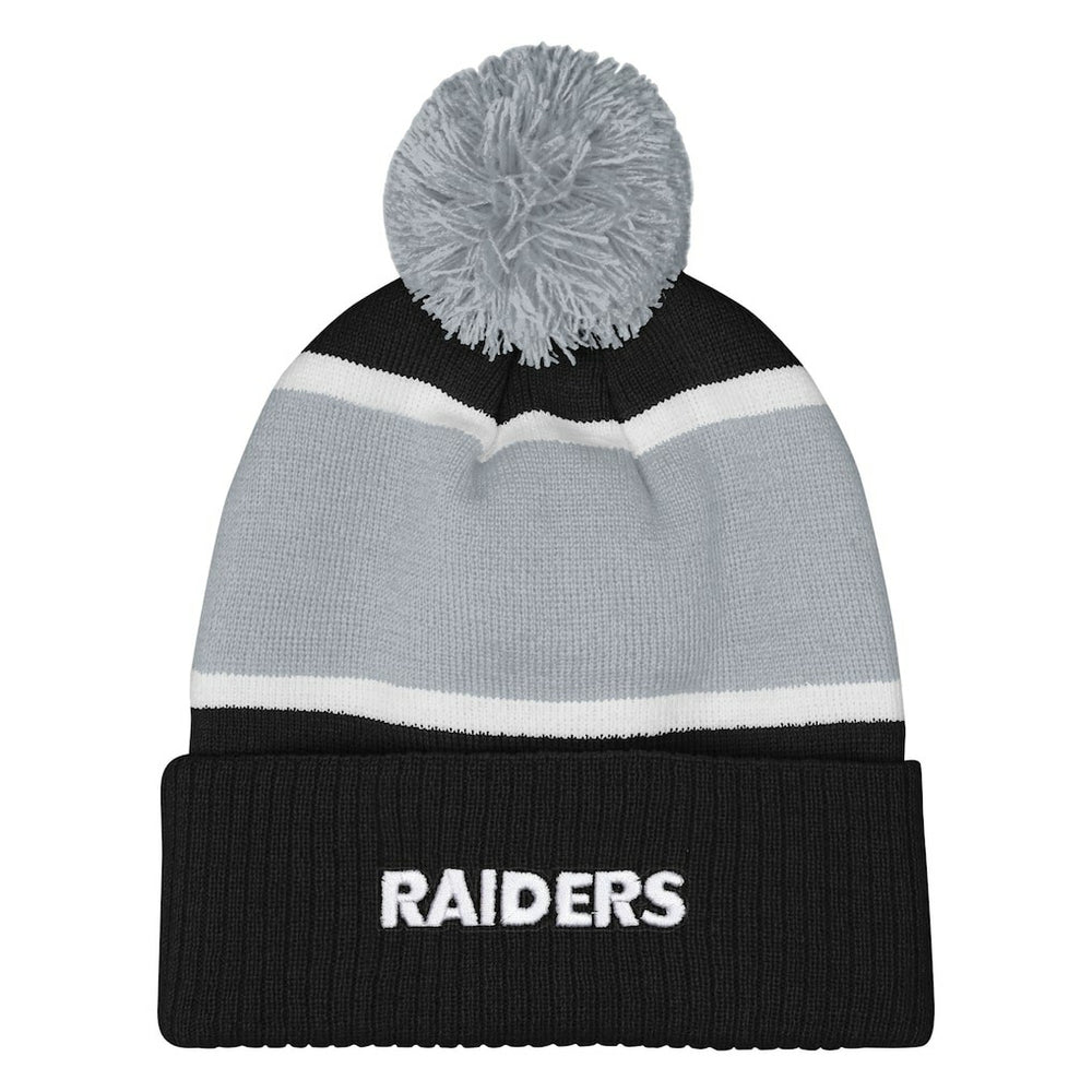 Las Vegas Raiders Outerstuff Girls Let's Play Cuffed Knit Hat with Pom Black - NFL