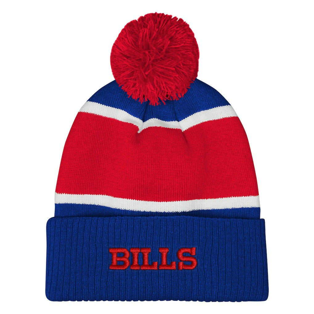 Buffalo Bills Outerstuff Girls Let's Play Cuffed Knit Hat with Pom Royal - NFL