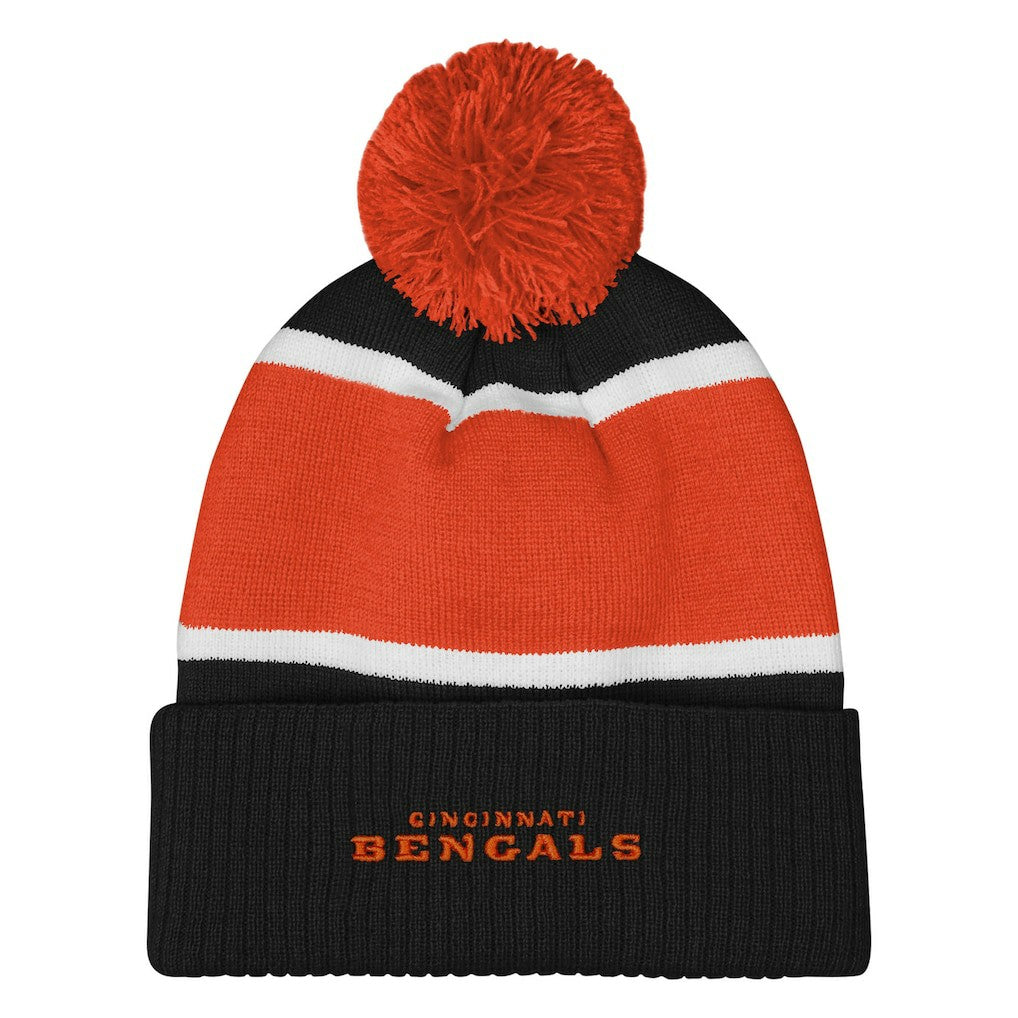 Cincinnati Bengals Outerstuff Girls Let's Play Cuffed Knit Hat with Pom Black - NFL