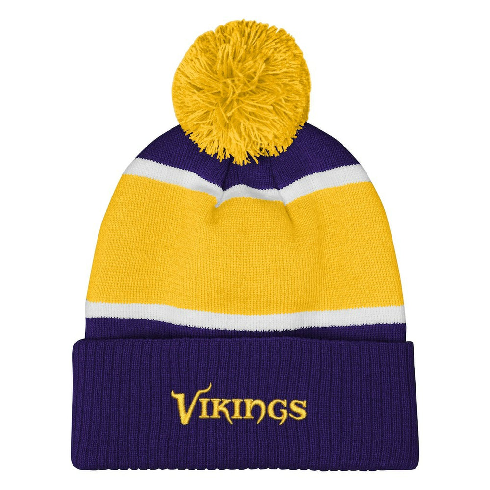 Minnesota Vikings Outerstuff Girls Let's Play Cuffed Knit Hat with Pom Purple - NFL
