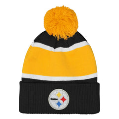 Pittsburgh Steelers Outerstuff Girls Let's Play Cuffed Knit Hat with Pom Black - NFL