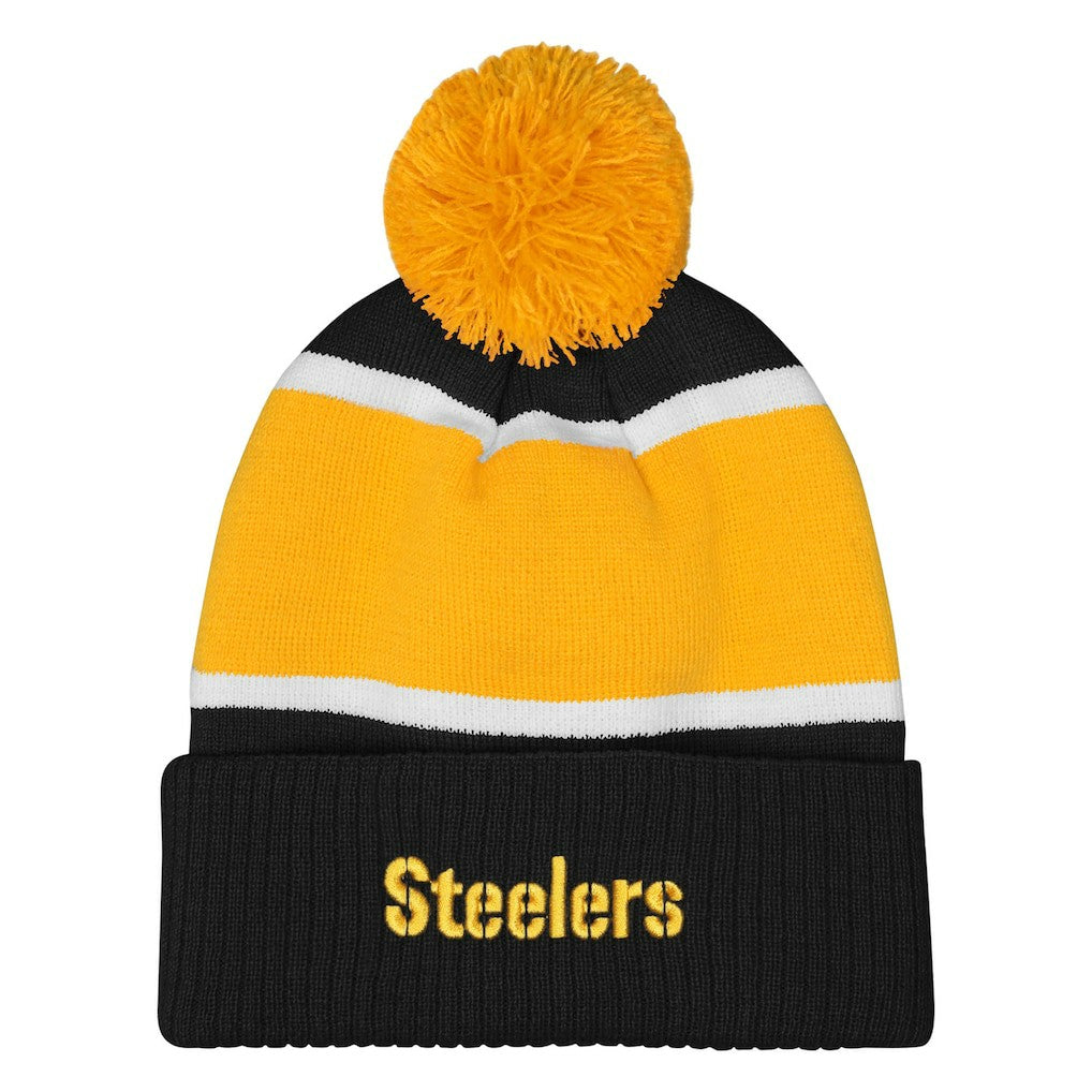 Pittsburgh Steelers Outerstuff Girls Let's Play Cuffed Knit Hat with Pom Black - NFL