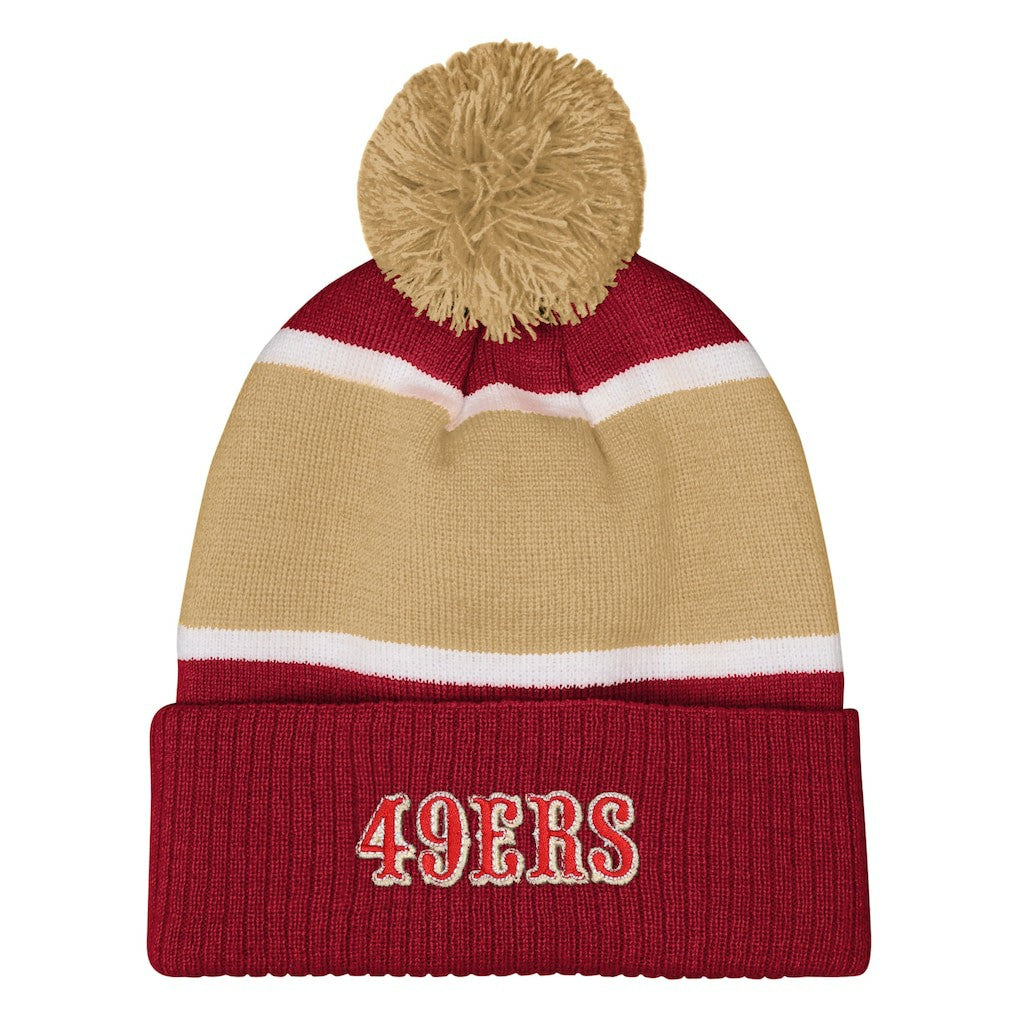San Francisco 49ers Outerstuff Girls Let's Play Cuffed Knit Hat with Pom Scarlet - NFL