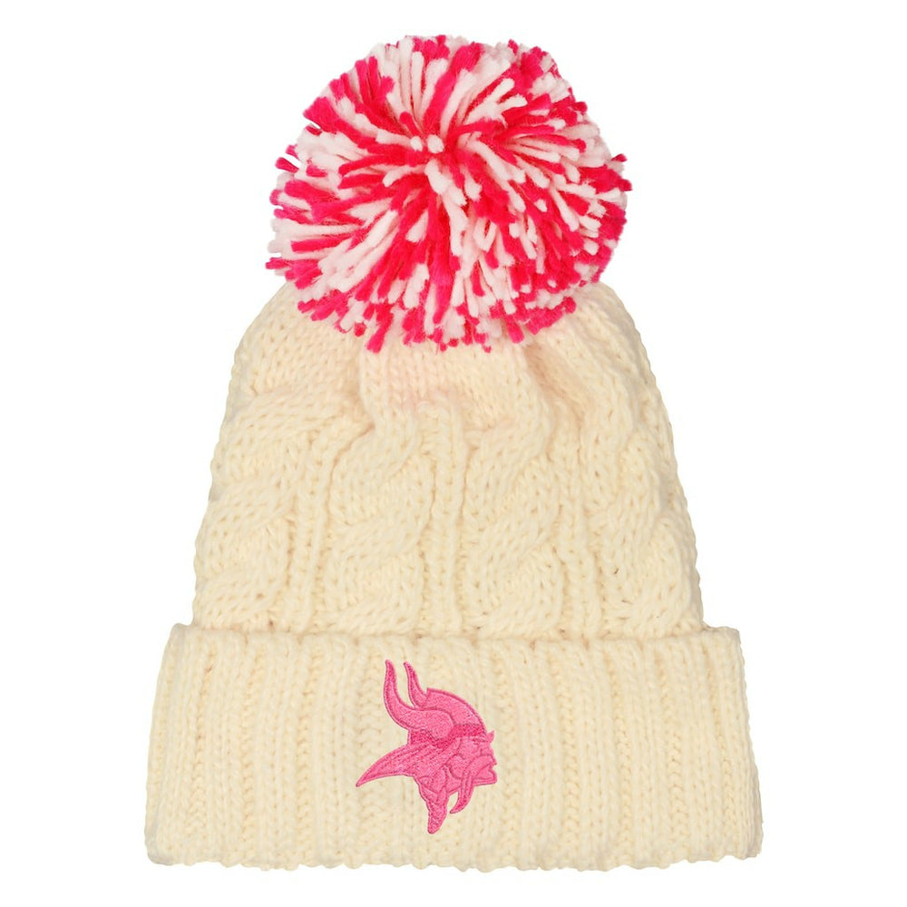Minnesota Vikings Outerstuff Girls Cable Cuffed Knit Hat with Pom White - NFL