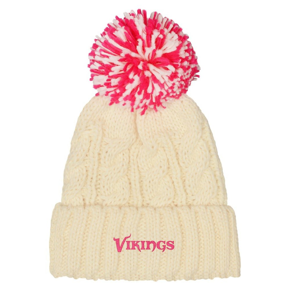 Minnesota Vikings Outerstuff Girls Cable Cuffed Knit Hat with Pom White - NFL