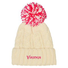 Minnesota Vikings Outerstuff Girls Cable Cuffed Knit Hat with Pom White - NFL