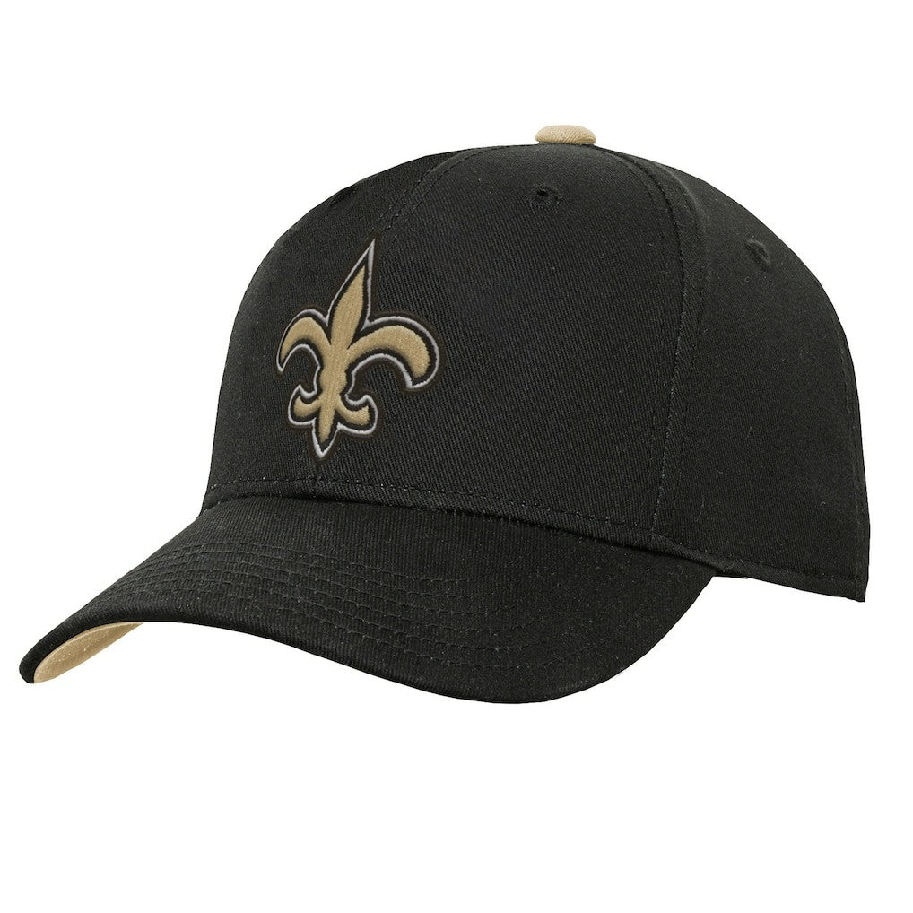 New Orleans Saints Outerstuff Youth Team Pre-Curved Adjustable Hat Black - NFL