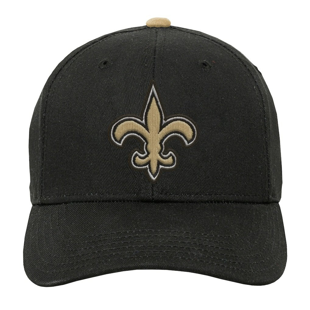 New Orleans Saints Outerstuff Youth Team Pre-Curved Adjustable Hat Black - NFL