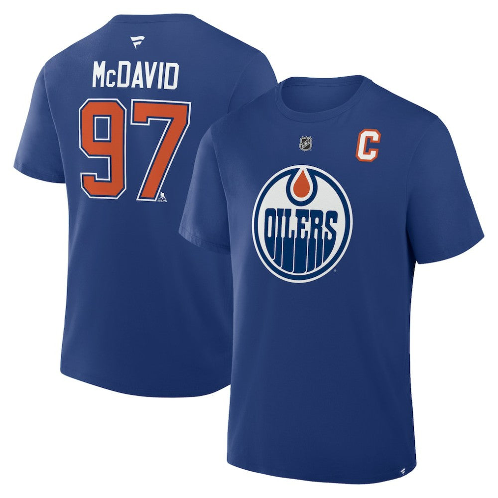 Connor McDavid Edmonton Oilers - Fanatics Authentic Stack Name & Number T-Shirt Royal