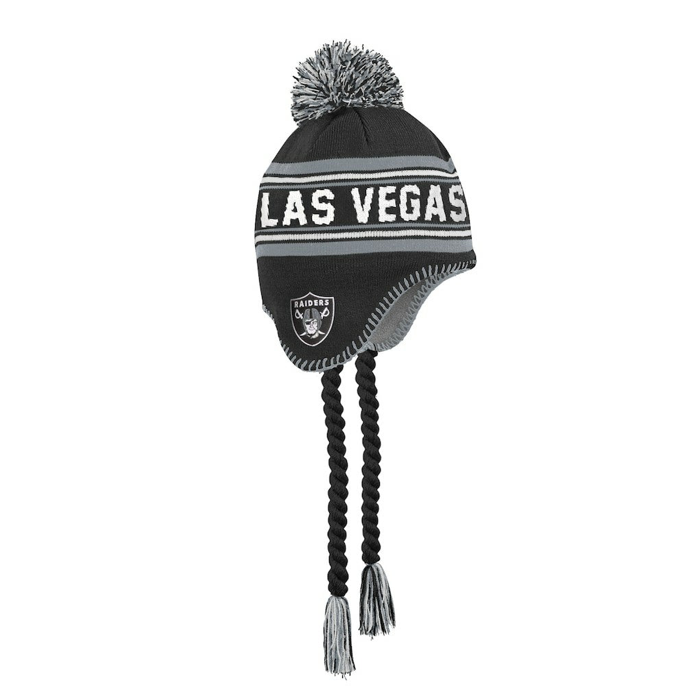 Las Vegas Raiders Outerstuff Youth Jacquard Tassel Knit Hat with Pom Black - NFL