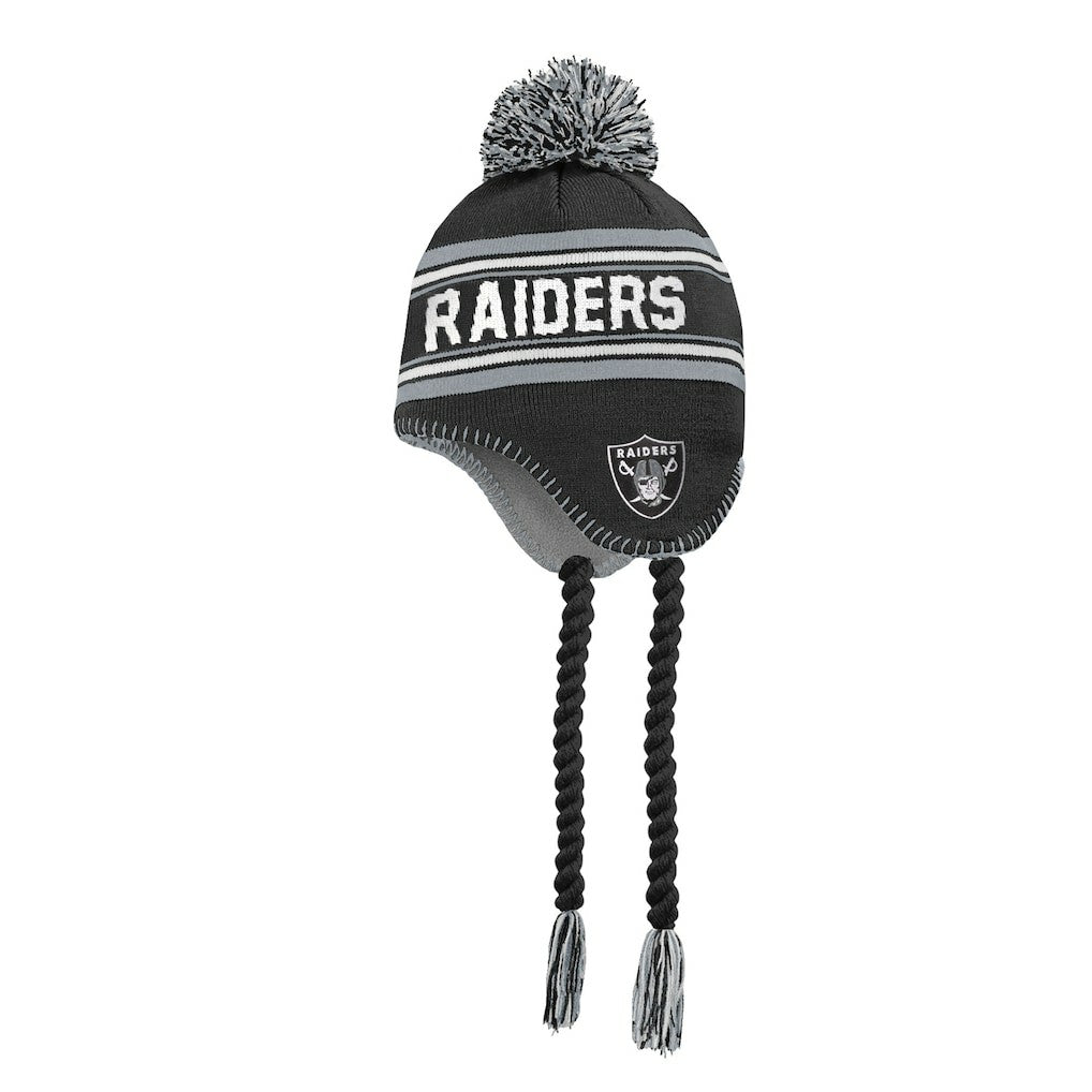 Las Vegas Raiders Outerstuff Youth Jacquard Tassel Knit Hat with Pom Black - NFL