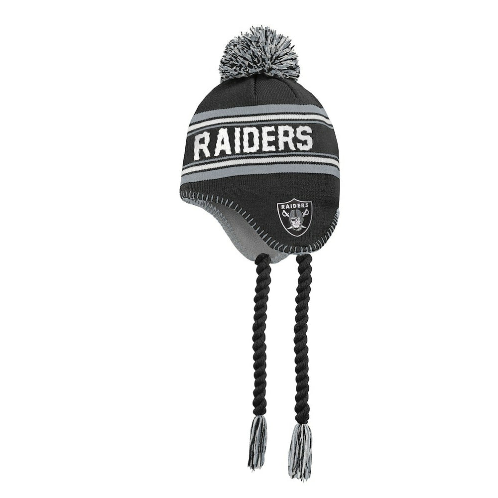 Las Vegas Raiders Outerstuff Youth Jacquard Tassel Knit Hat with Pom Black - NFL