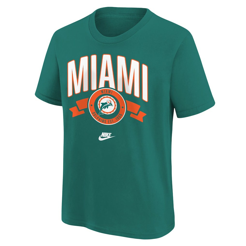 Miami Dolphins Youth Rewind Front & Back Essential T-Shirt Aqua - Nike