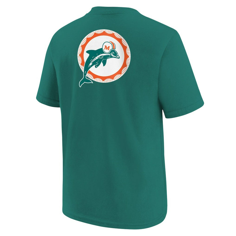 Miami Dolphins Youth Rewind Front & Back Essential T-Shirt Aqua - Nike