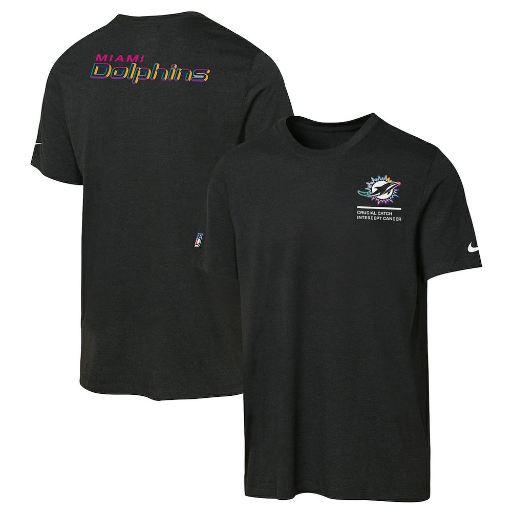 Miami Dolphins Youth 2025 NFL Crucial Catch Tri-Blend Dri-FIT T-Shirt Black - Nike