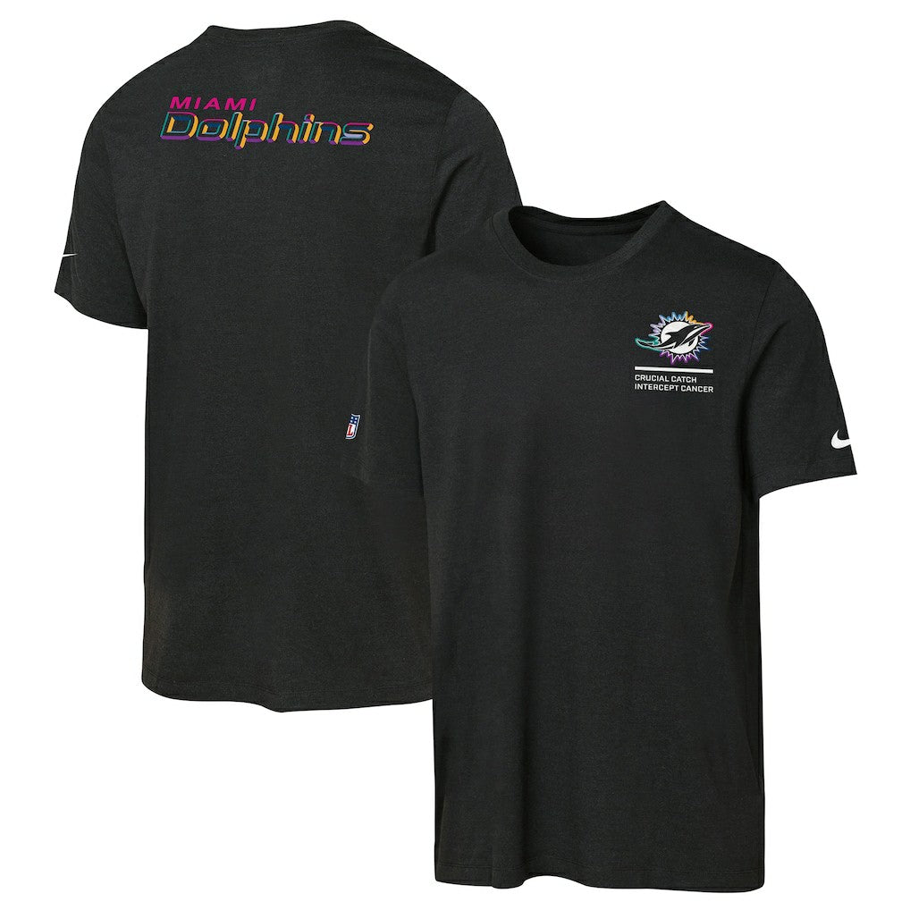 Miami Dolphins Youth 2025 NFL Crucial Catch Tri-Blend Dri-FIT T-Shirt Black - Nike
