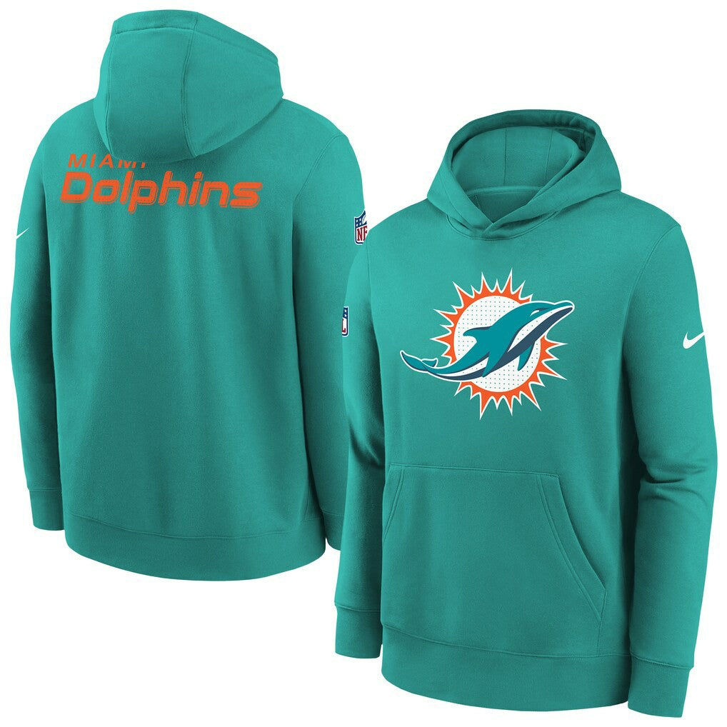 Miami Dolphins Youth Sideline Club Fleece Hoodie Aqua - Nike