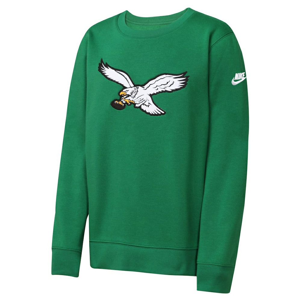 Philadelphia Eagles Youth Rewind Essential Pullover Crewneck Sweatshirt Kelly Green - Nike