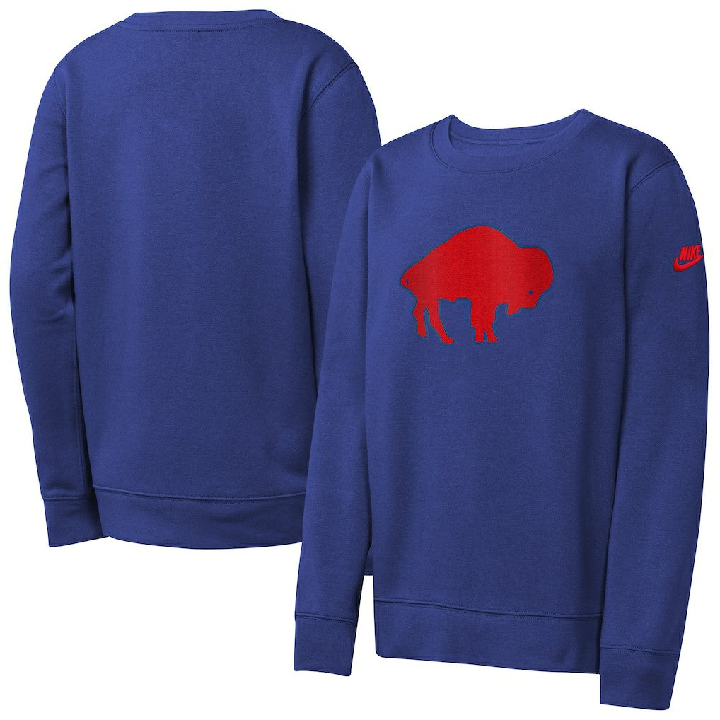 Buffalo Bills Youth Rewind Essential Pullover Crewneck Sweatshirt Royal - Nike
