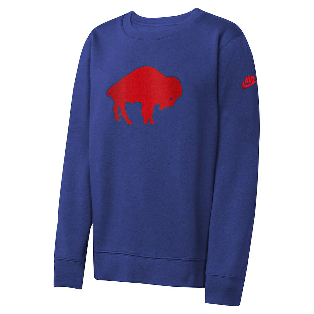 Buffalo Bills Youth Rewind Essential Pullover Crewneck Sweatshirt Royal - Nike