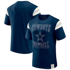 Dallas Cowboys Darius Rucker Collection Distressed Throwback Shoulder Stripe T-Shirt Navy - Fanatics