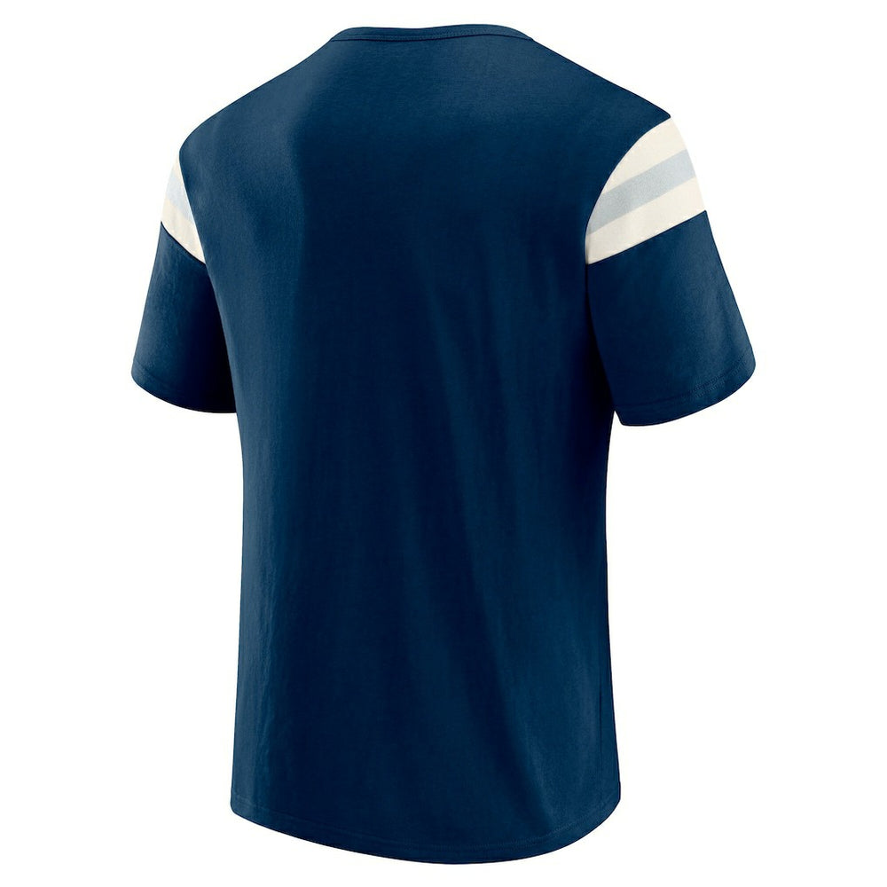 Dallas Cowboys Darius Rucker Collection Distressed Throwback Shoulder Stripe T-Shirt Navy - Fanatics