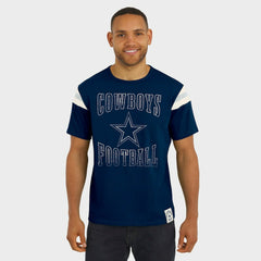 Dallas Cowboys Darius Rucker Collection Distressed Throwback Shoulder Stripe T-Shirt Navy - Fanatics