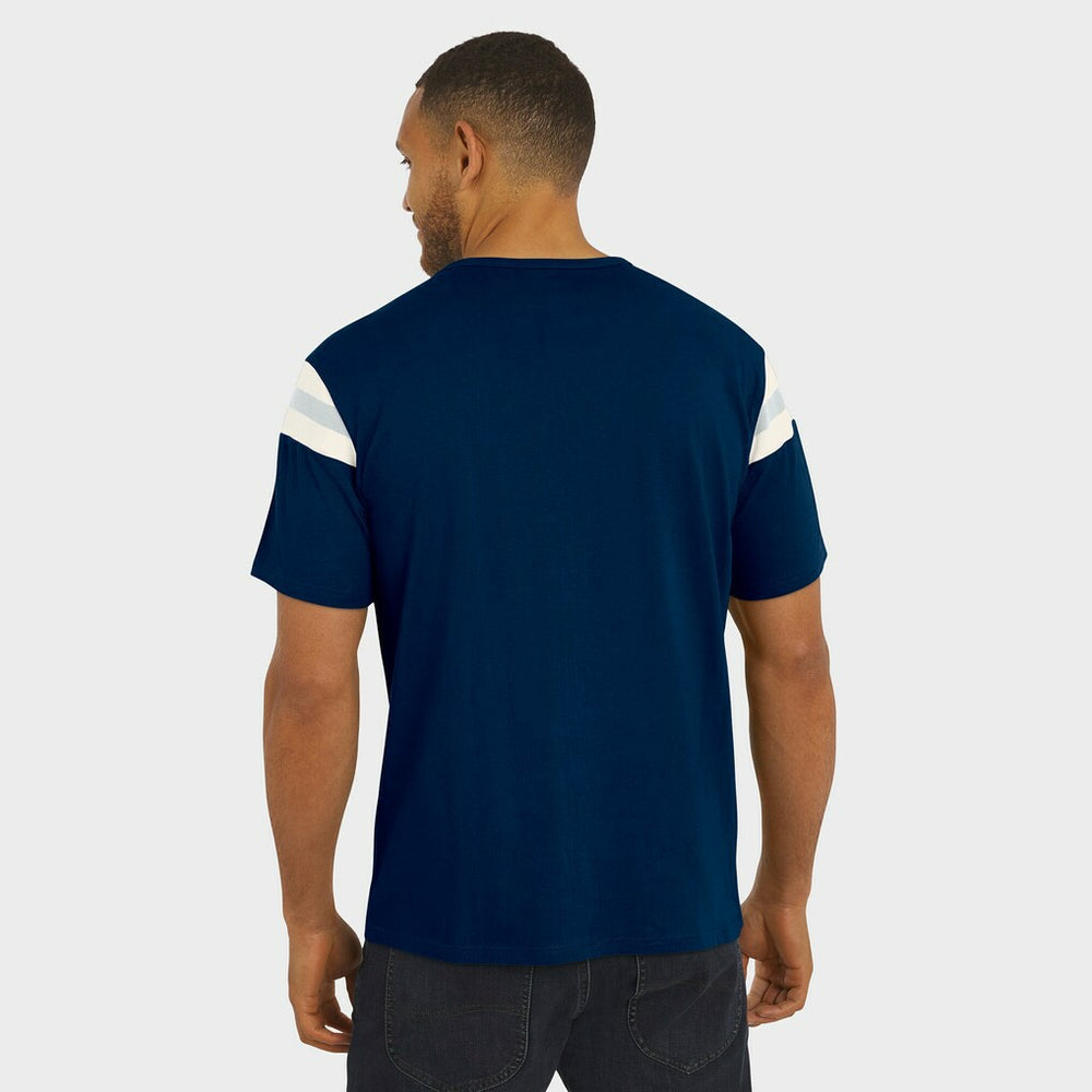 Dallas Cowboys Darius Rucker Collection Distressed Throwback Shoulder Stripe T-Shirt Navy - Fanatics