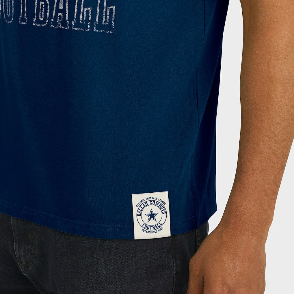 Dallas Cowboys Darius Rucker Collection Distressed Throwback Shoulder Stripe T-Shirt Navy - Fanatics