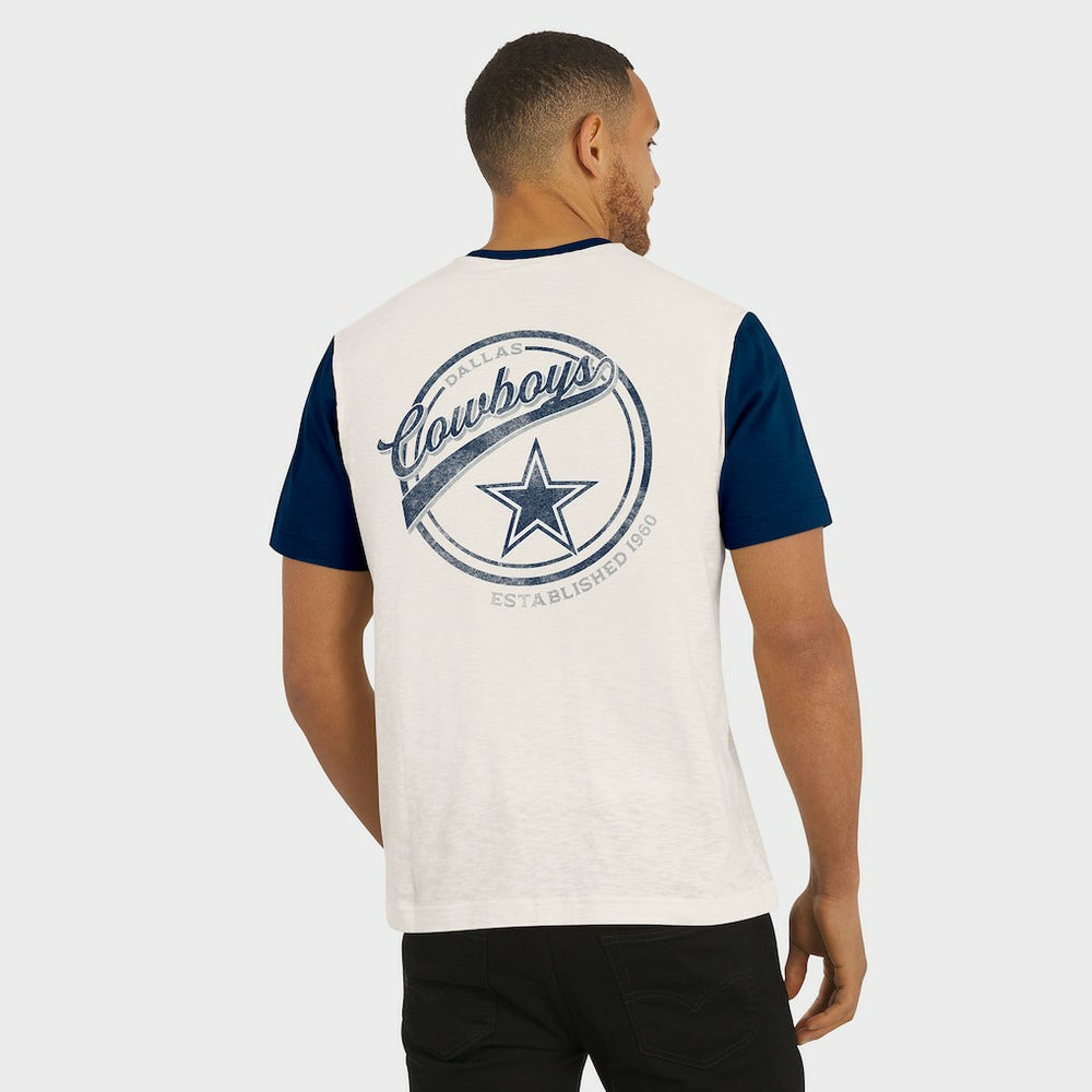 Dallas Cowboys Darius Rucker Collection Henley Colorblock Slub Pocket T-Shirt Cream - Fanatics