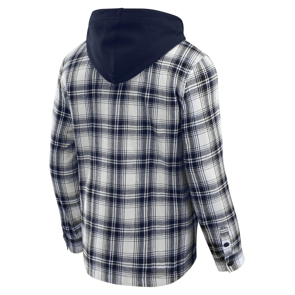 Dallas Cowboys Darius Rucker Collection Plaid Flannel Quilted Full-Snap Hooded Shacket Navy - Fanatics