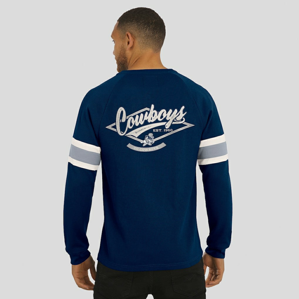 Dallas Cowboys Darius Rucker Collection Waffle-Knit Raglan Long Sleeve Henley T-Shirt Navy - Fanatics