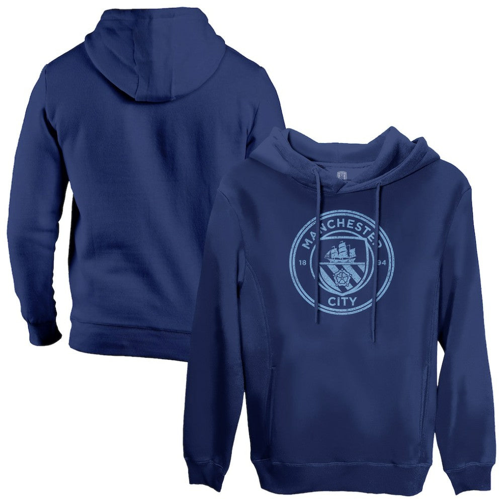 Manchester City 1863FC Mono Badge Fleece Pullover Hoodie - Navy