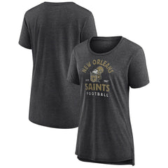 New Orleans Saints Women's Vintage Arch Tri-Blend T-Shirt Charcoal - NFL
