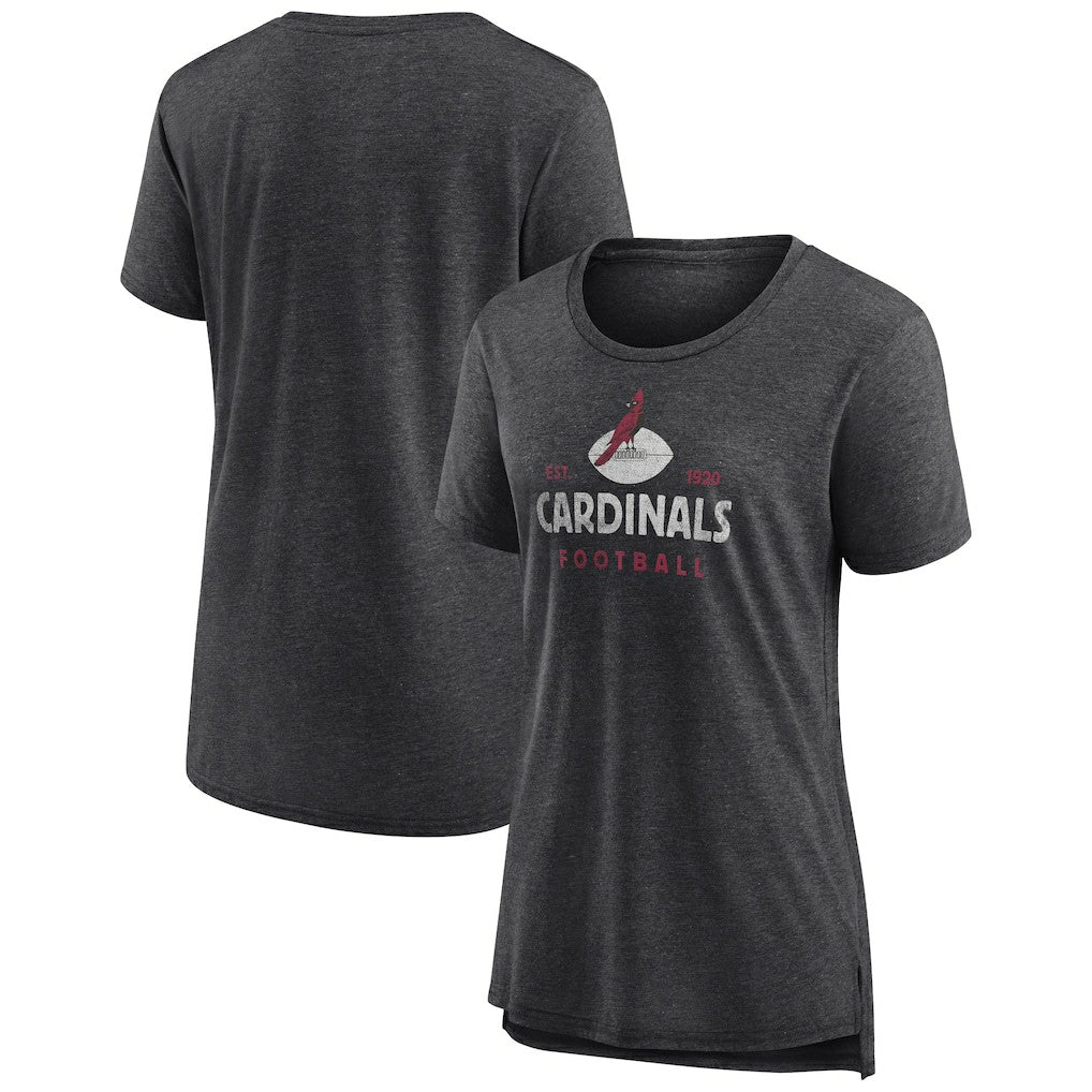 Arizona Cardinals Women's Vintage Arch Tri-Blend T-Shirt Charcoal - NFL