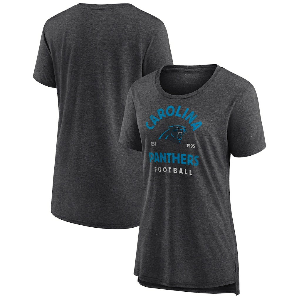Carolina Panthers Women's Vintage Arch Tri-Blend T-Shirt Charcoal - NFL